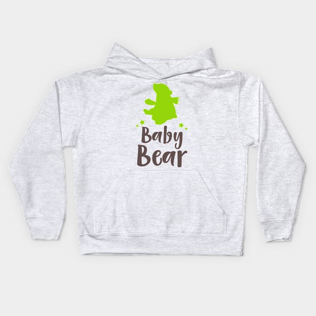 Baby Bear, Bear Cub, Cute Bear, Stars - Green Kids Hoodie by Jelena Dunčević